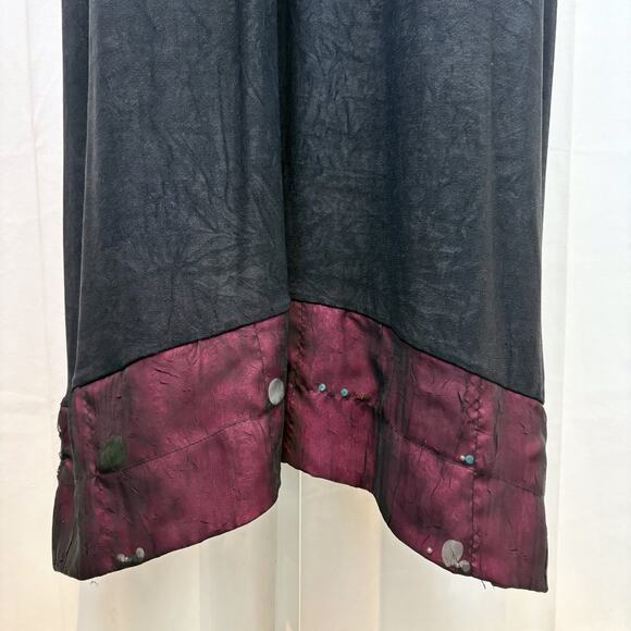 STALEY GRETZINGER  L Sleeveless Maxi Dress Embellished Hem Black Wine Red USA - Picture 4 of 8